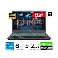 LAPTOP GIGABYTE G5 MF GAMING / 15.6" FHD 144Hz / Core i5 12500H / 8GB DDR4, 512GB Gen4  / RTX 4050 6GB / FREEDOS